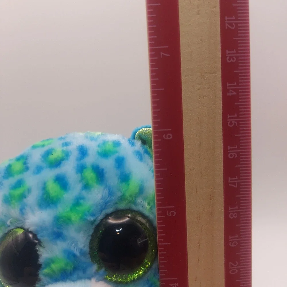 Ty Beanie Boos Leona Cat Plush Stuffed Animal Toy Blue Green Glitter Eyes Retire